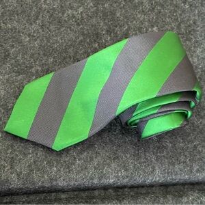 Ben Sherman Navy Blue & Green Striped Luxury Silk Designer Tie